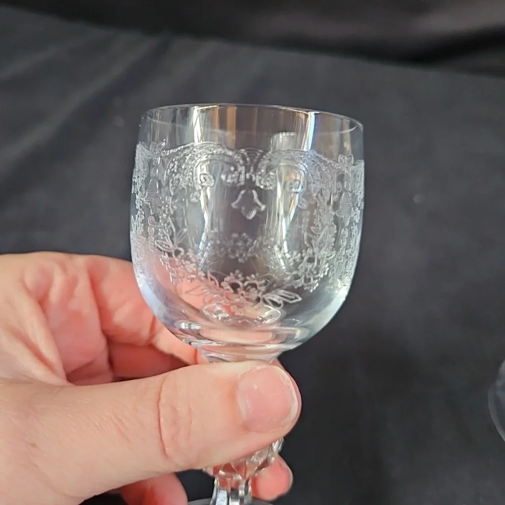 Bohemia‎ Crystal Etched Czech Liqueur Glasses 4 1/4